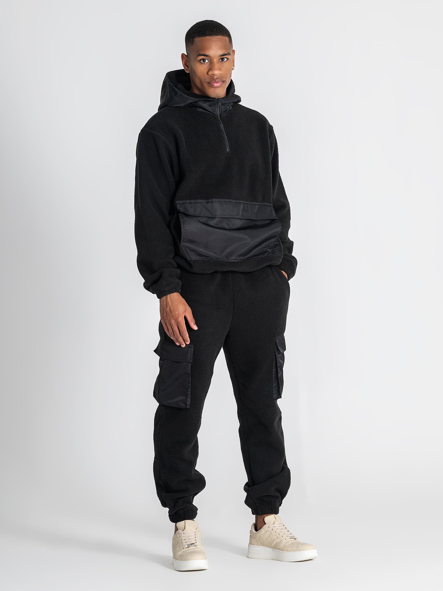 hoodies / Black Cargo Sherpa Hoodie