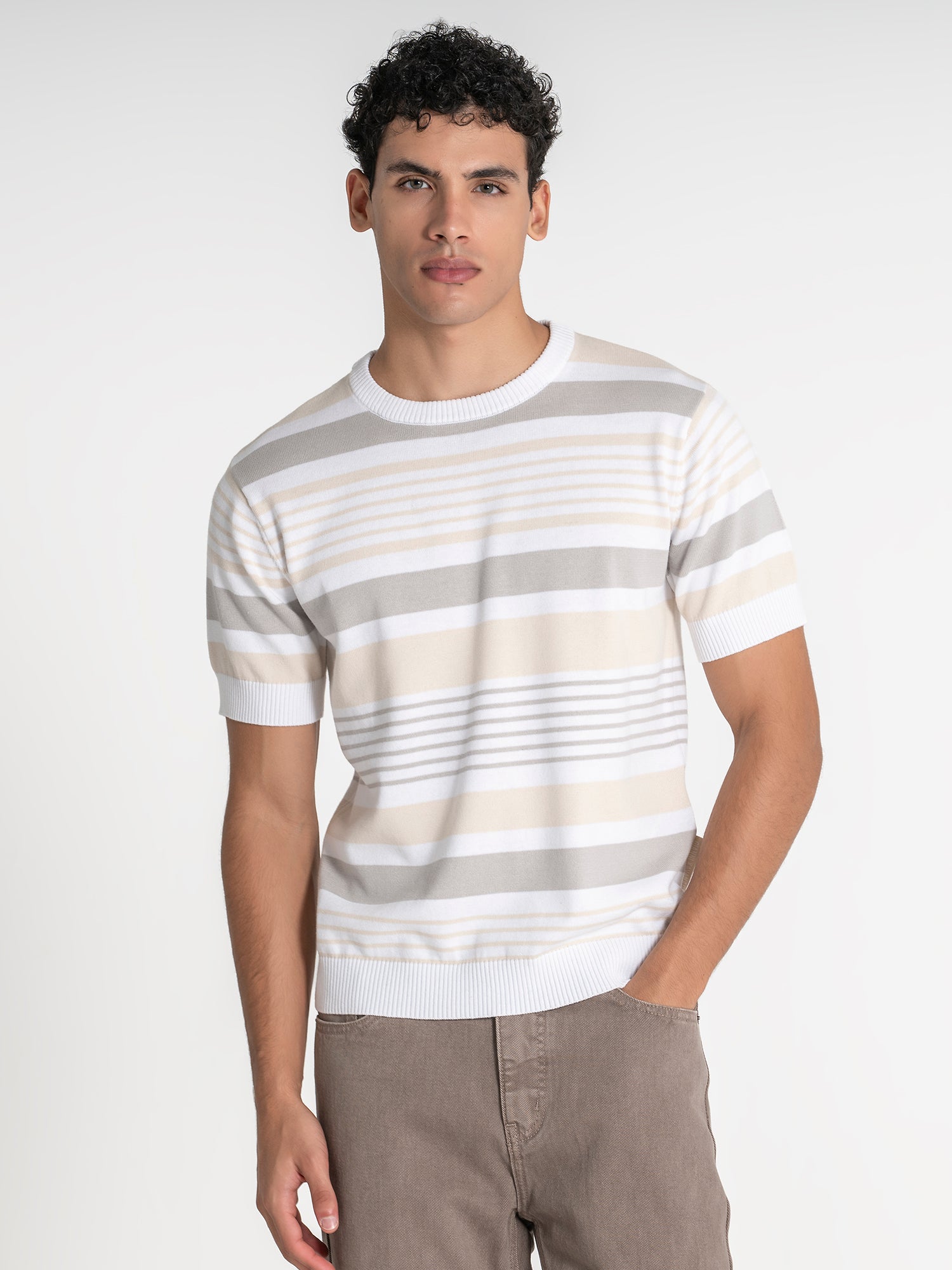 t-shirts / White Retro Knit Tee