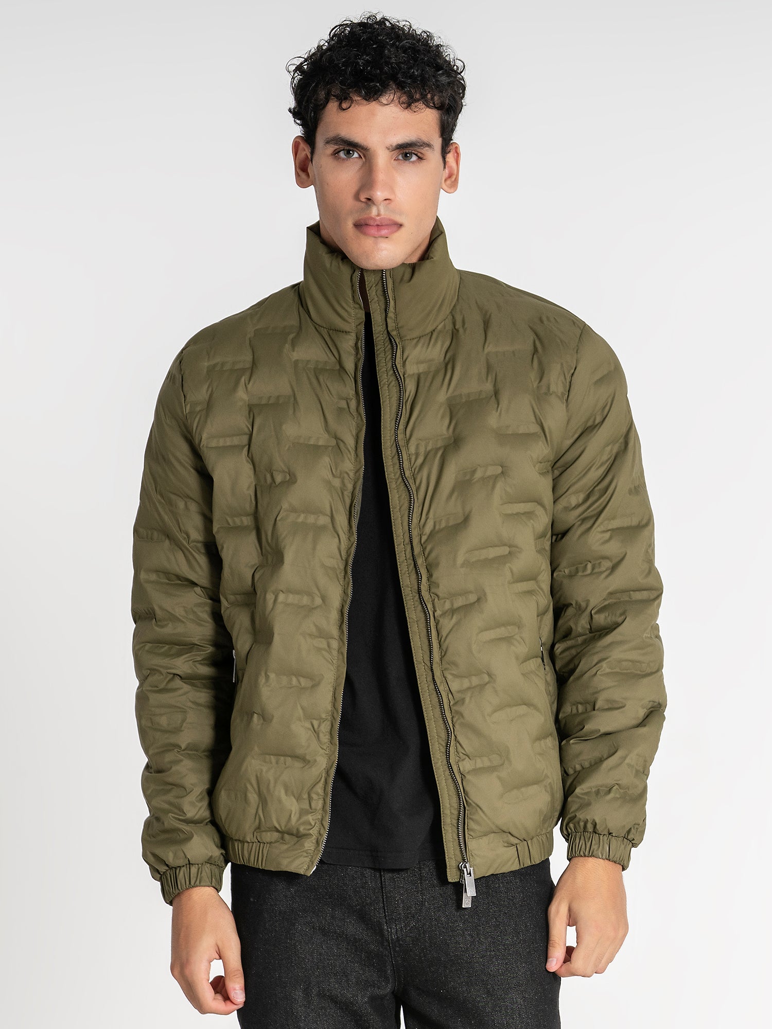 Green Code Puffer Jacket