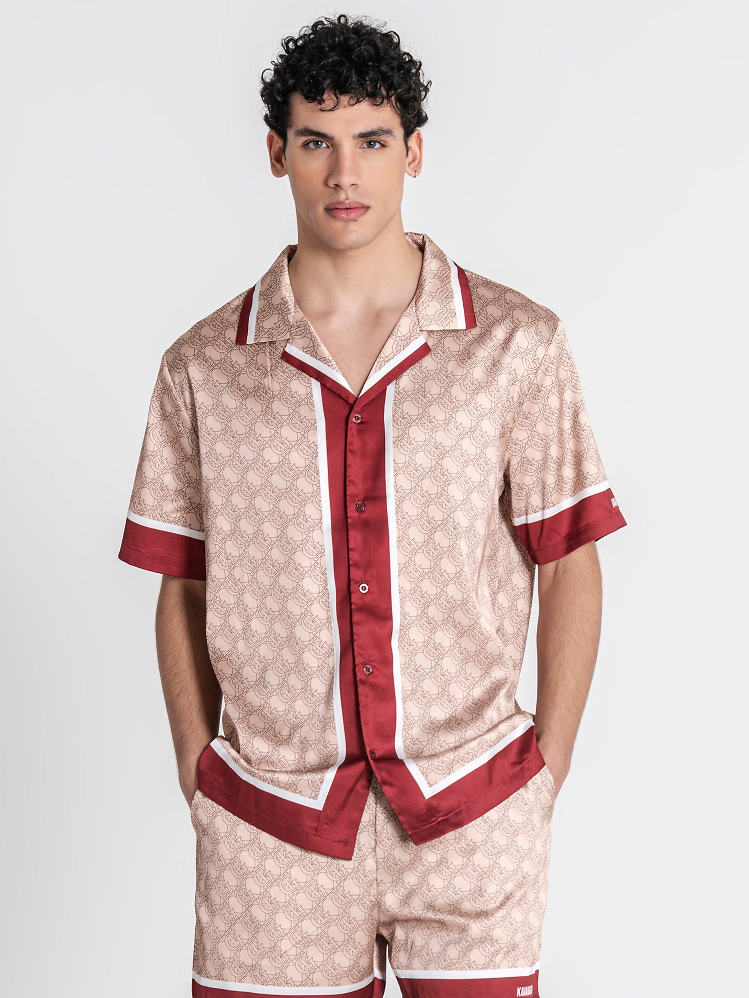 Beige Insignia Satin Shirt