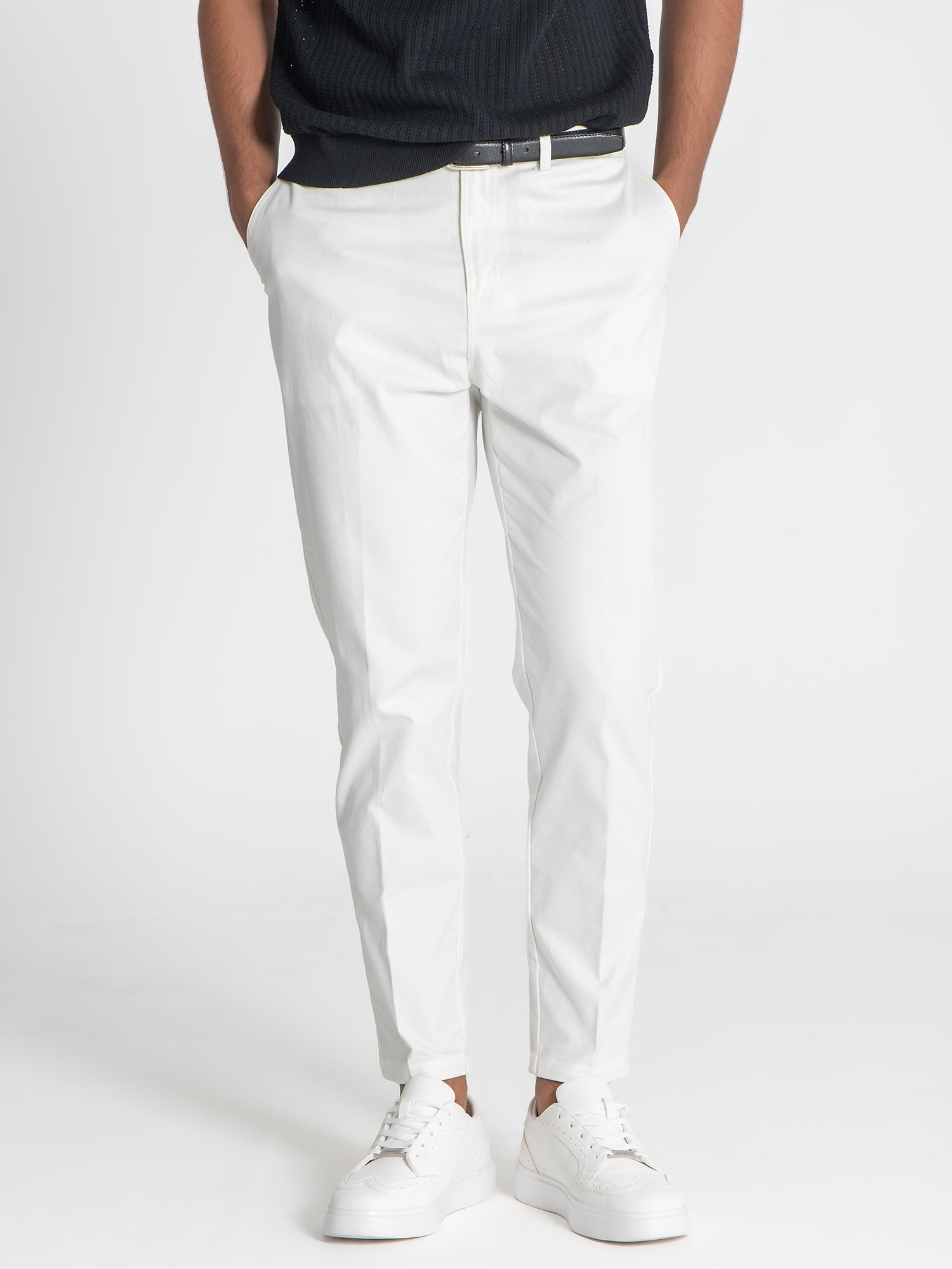 pants / White Elastic Chino Chino Pants