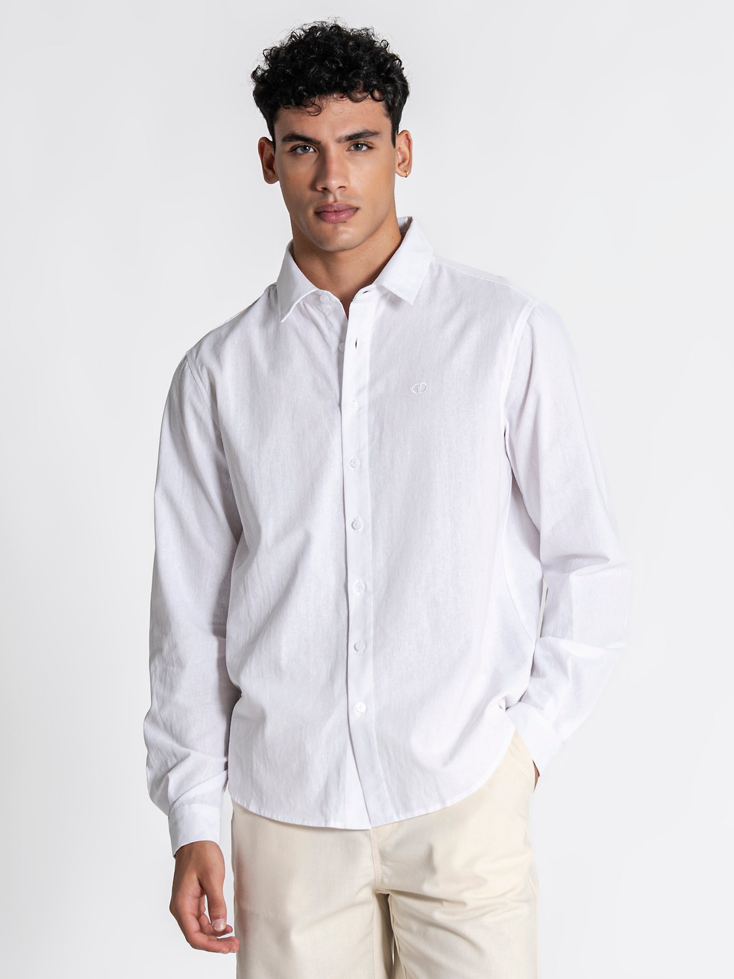 White GG Linen Shirt