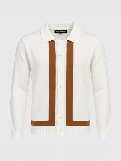 shirts / White Column Knit Shirt