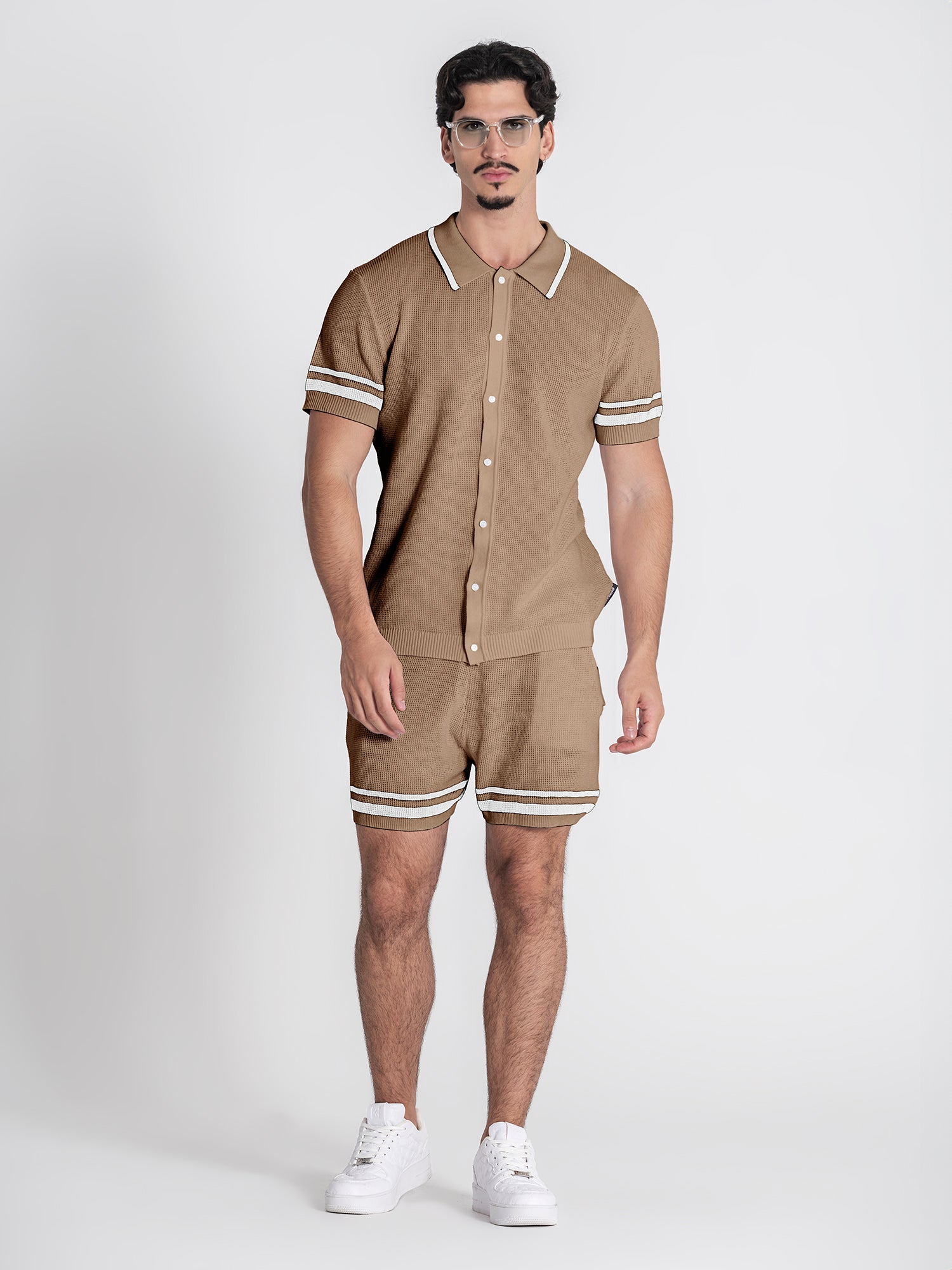 Beige Retro Vibes Knit Twinset