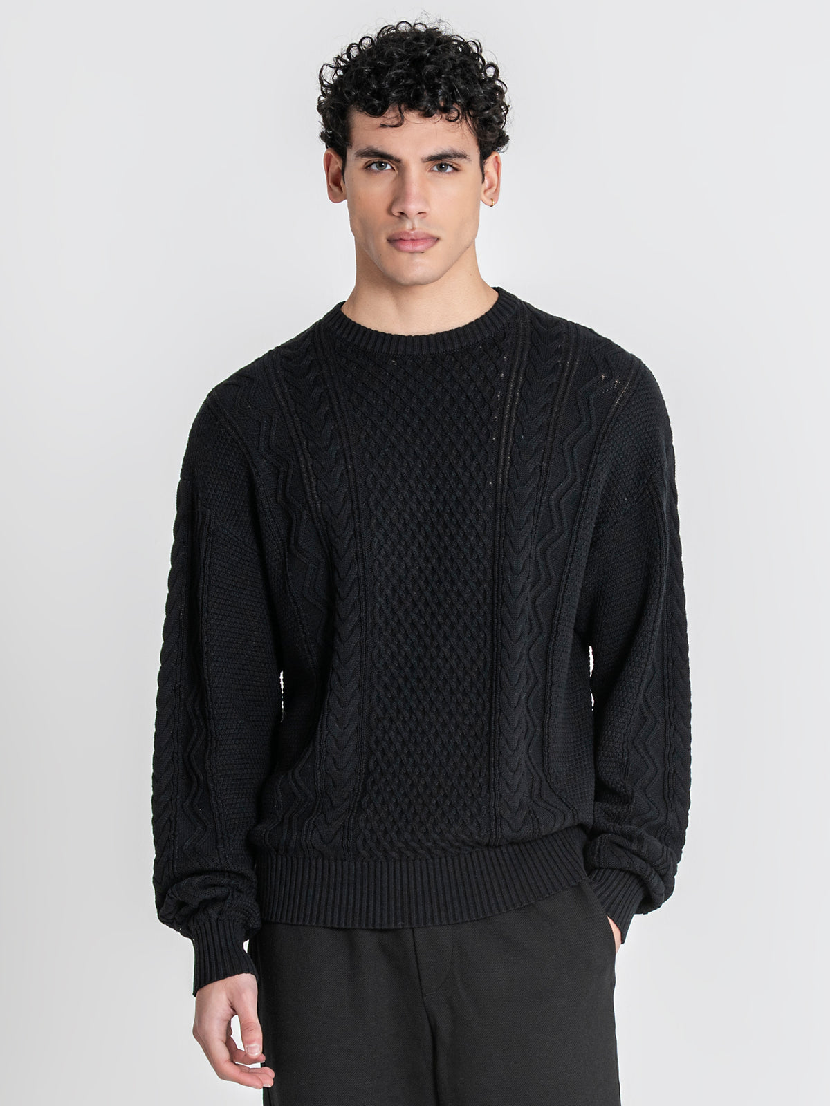 sweats / Black Cable Knit Sweater