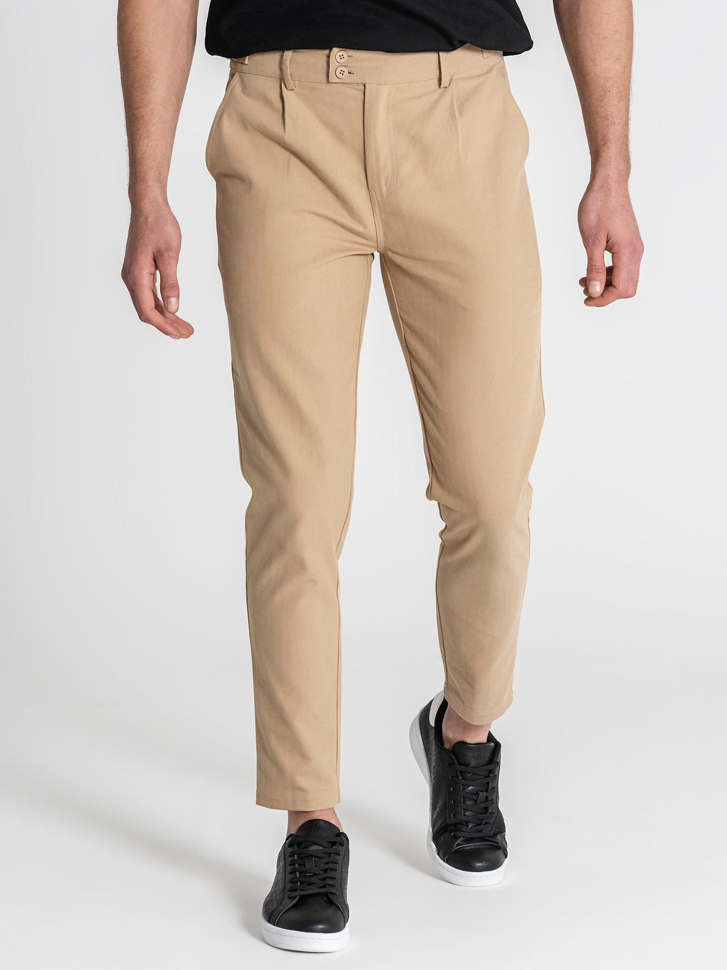 Taupe Pleated Chino Pants