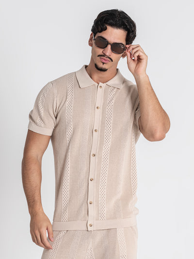 shirts / Beige Breathe Knit Shirt