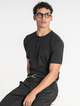 t-shirts / Black Button Henley Tee