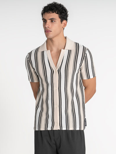 shirts / Beige Relaxed Knit Shirt