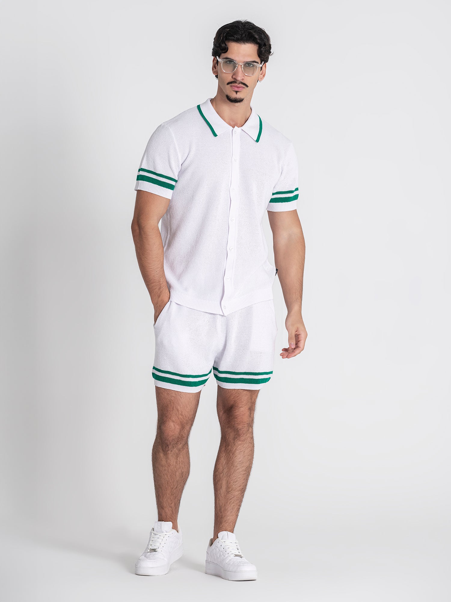 White Retro Vibes Knit Twinset