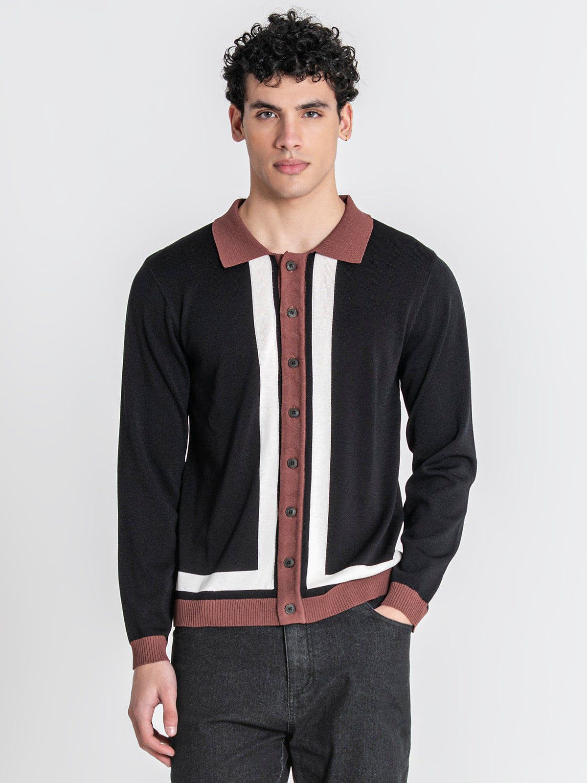 shirts / Black Frame Knit Shirt