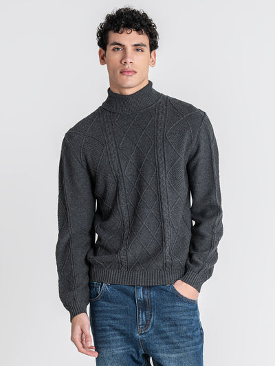 sweats / Grey Cable Knit Turtleneck