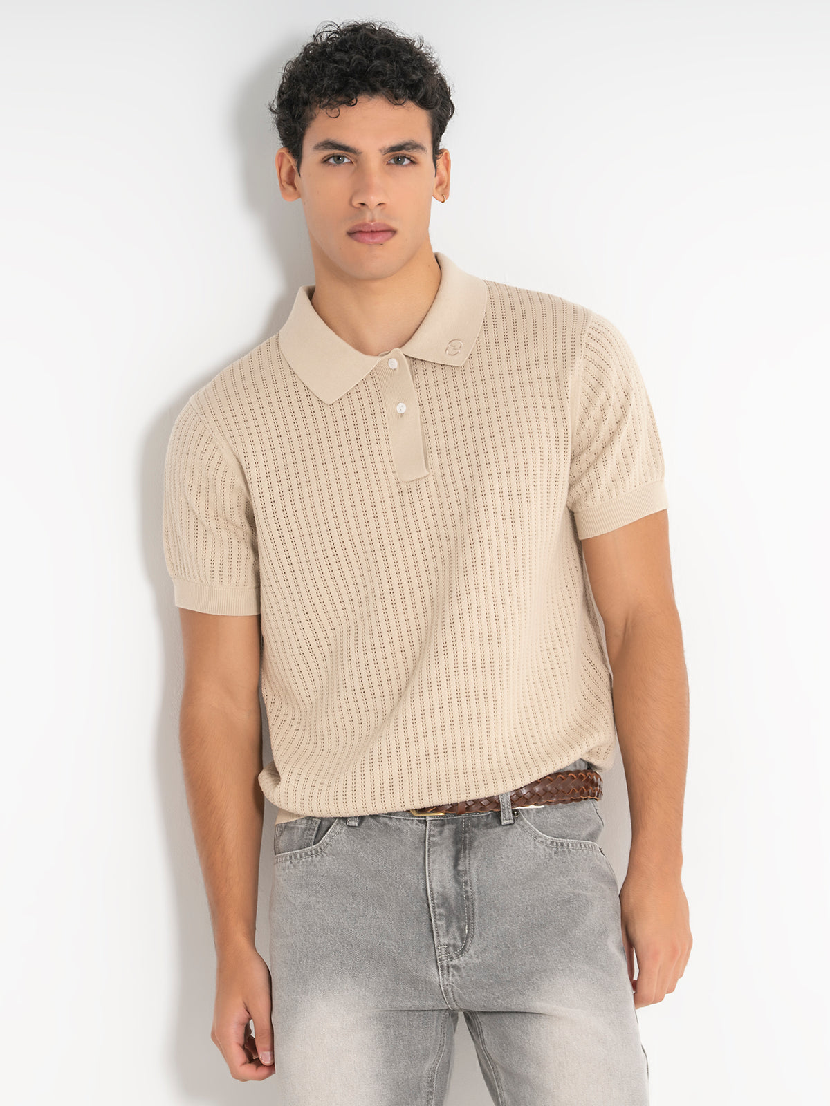 polos / Taupe Sense Knit Polo