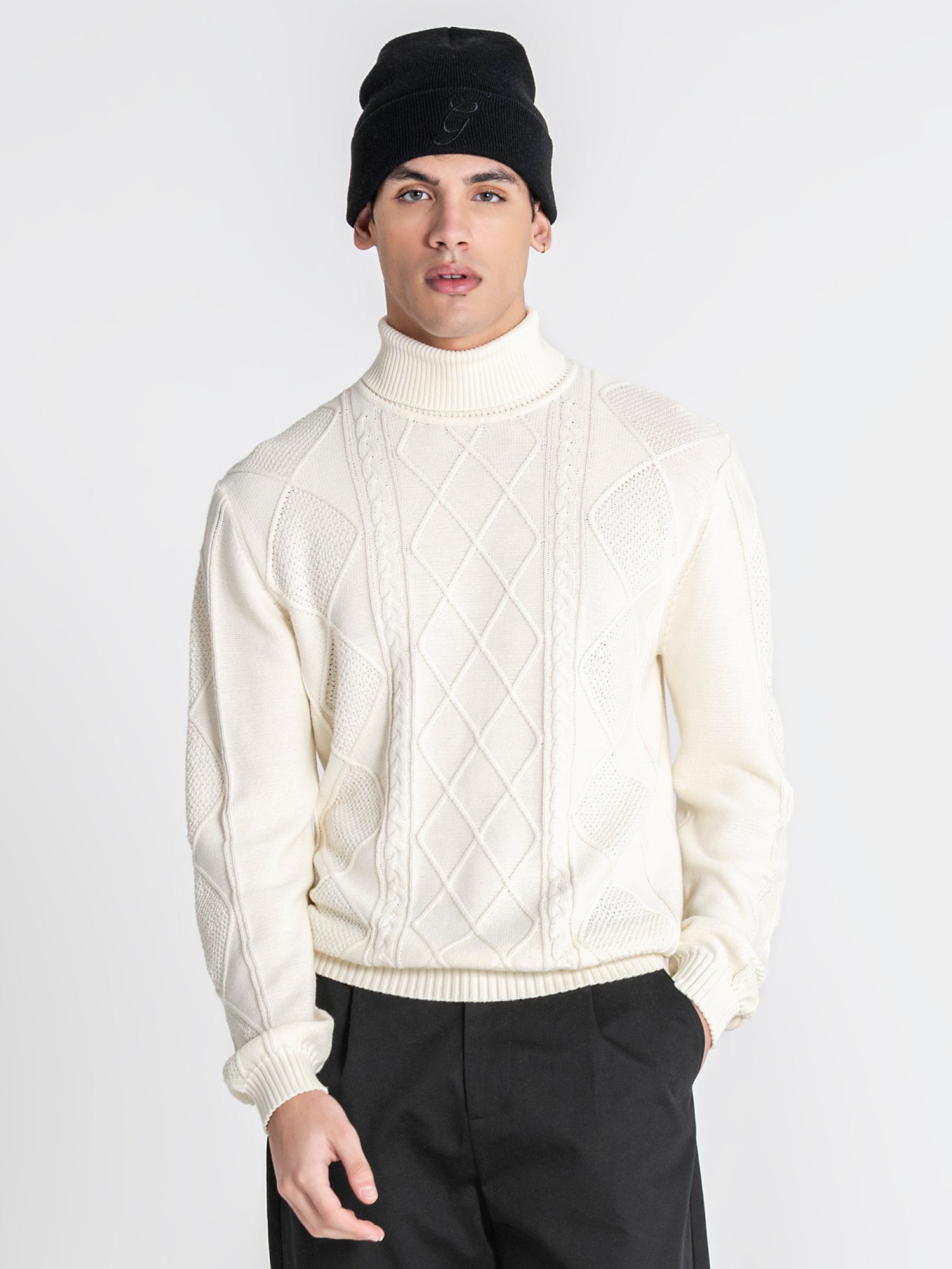 White Cable Knit Turtleneck