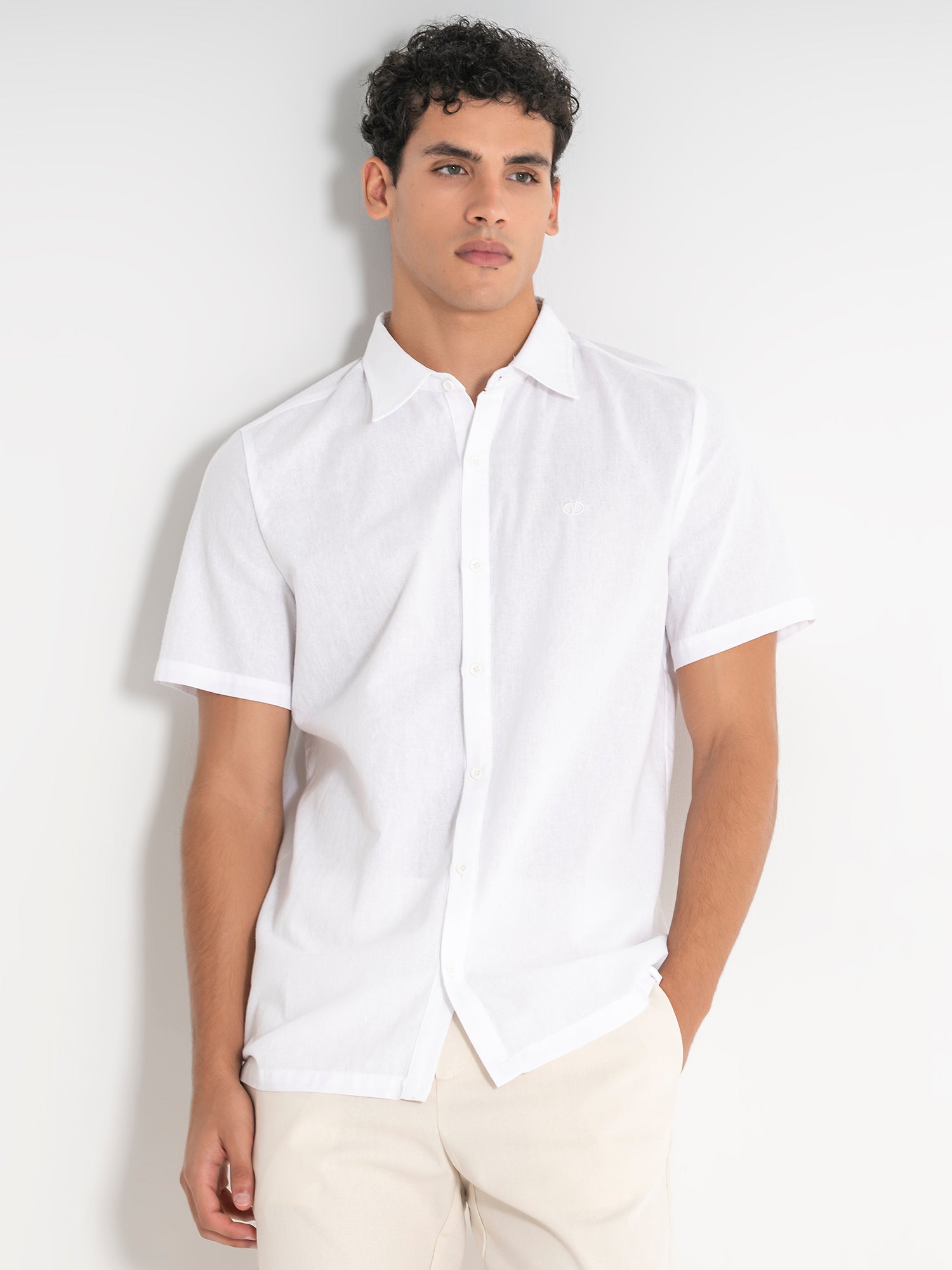 White GG Linen Shirt