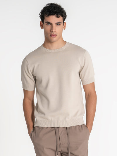 t-shirts / Beige Essential Knit Tee