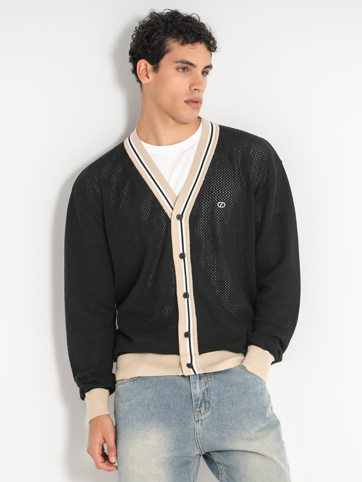 jackets / Black Striped Knit Cardigan