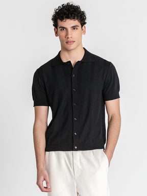 shirts / Black Linear Knit Shirt