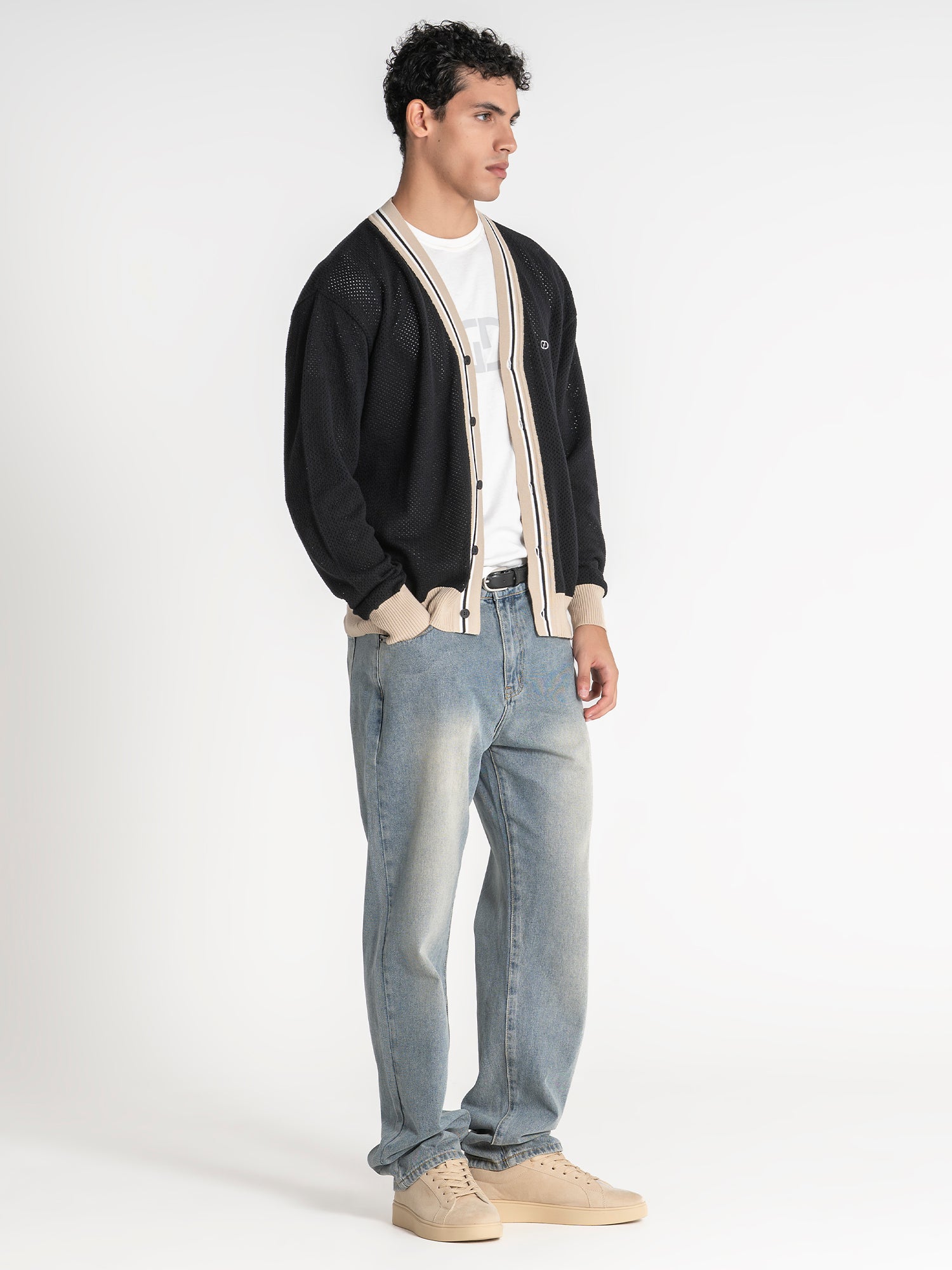 jackets / Black Striped Knit Cardigan