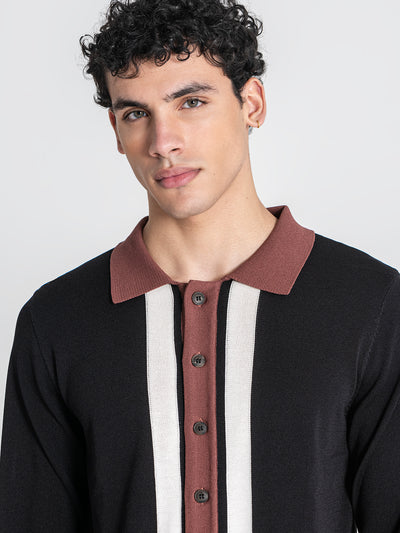 shirts / Black Frame Knit Shirt