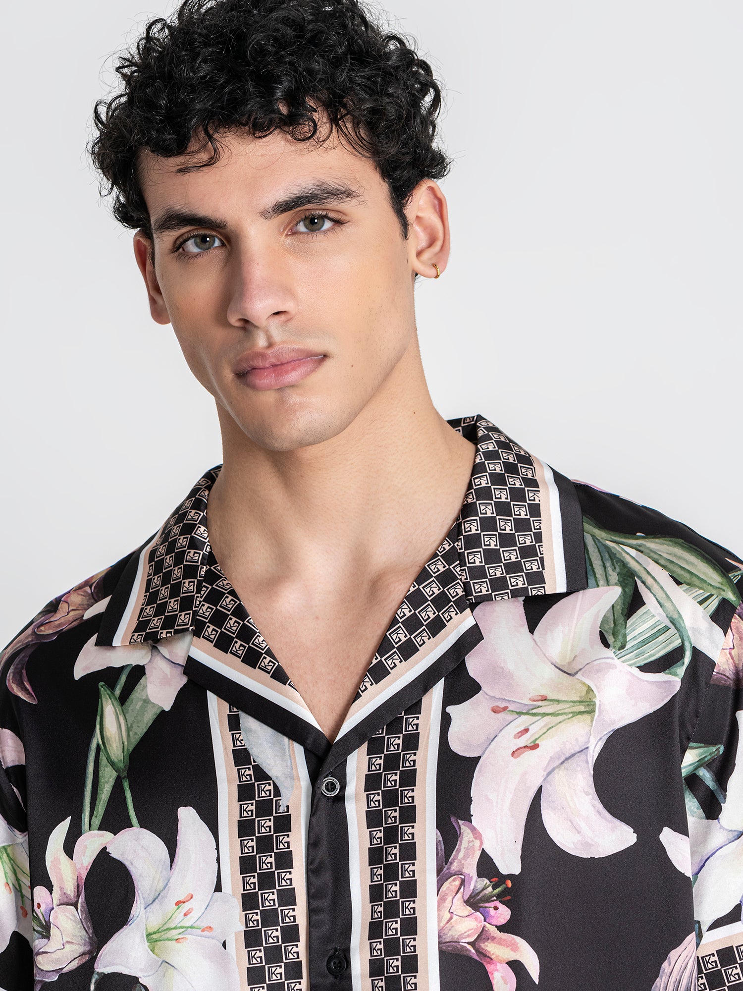 shirts / Black Midnight Bloom Satin Shirt