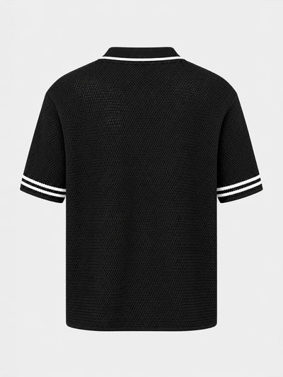shirts / Black Baseball Knit Shirt