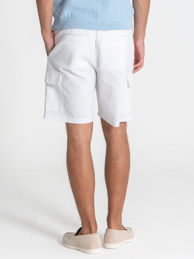 shorts / White Cargo Linen Shorts
