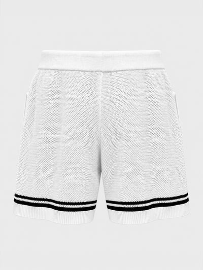 shorts / White Baseball Knit Shorts