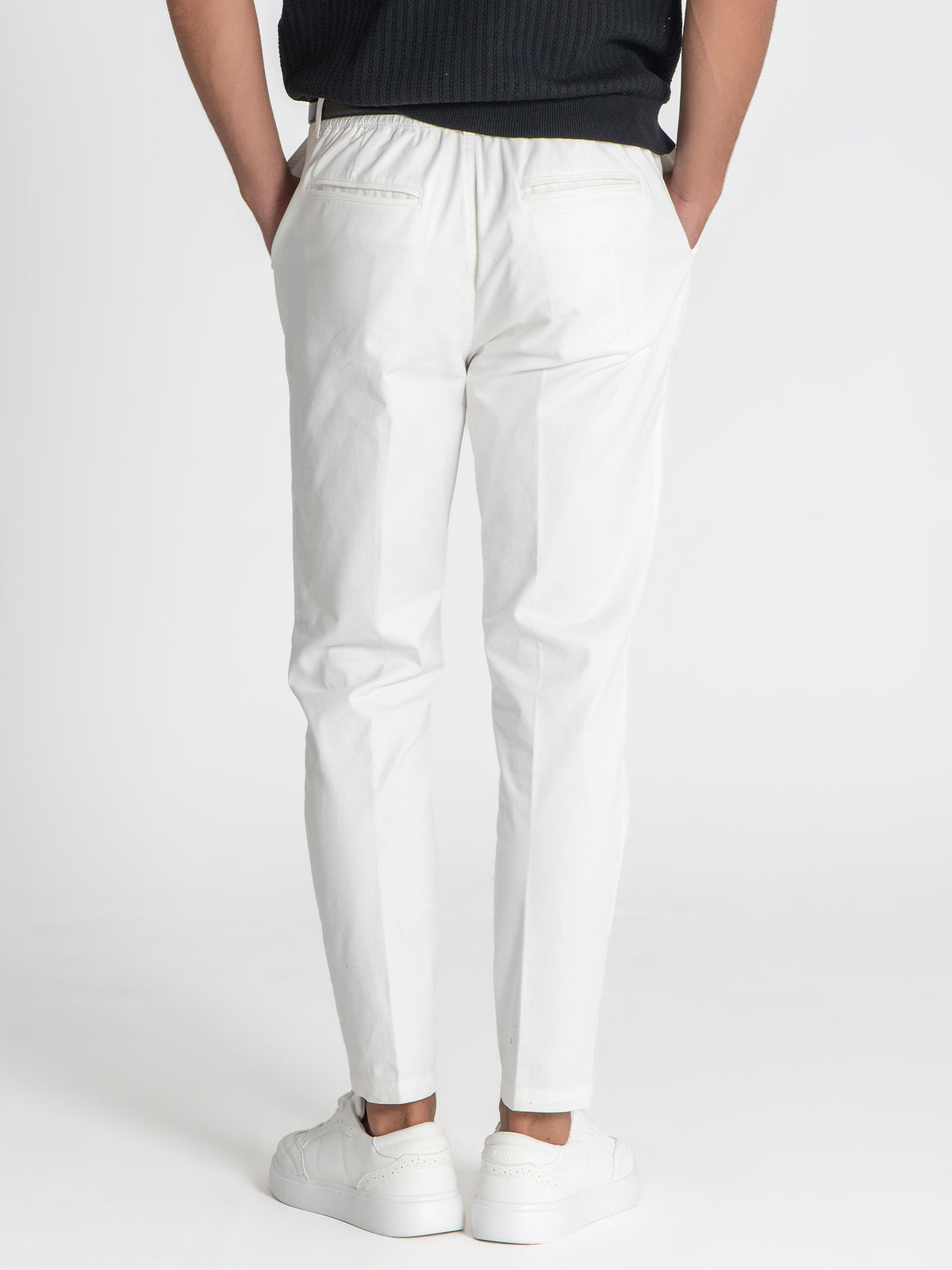 White Elastic Chino Chino Pants