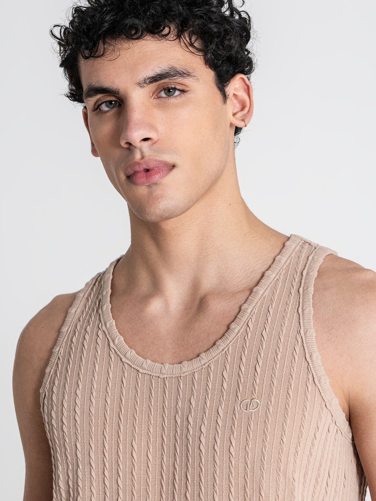 tank tops / Taupe Tactile Tanktop