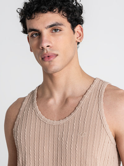 tank tops / Taupe Tactile Tanktop