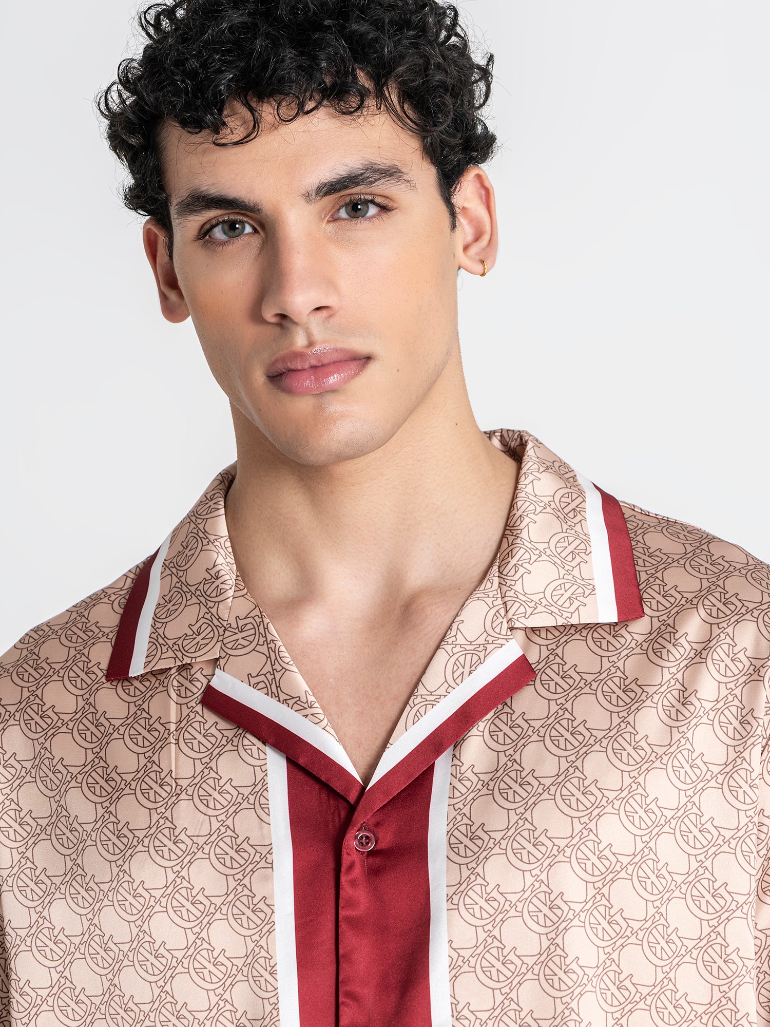 shirts / Beige Insignia Satin Shirt