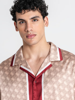 shirts / Beige Insignia Satin Shirt