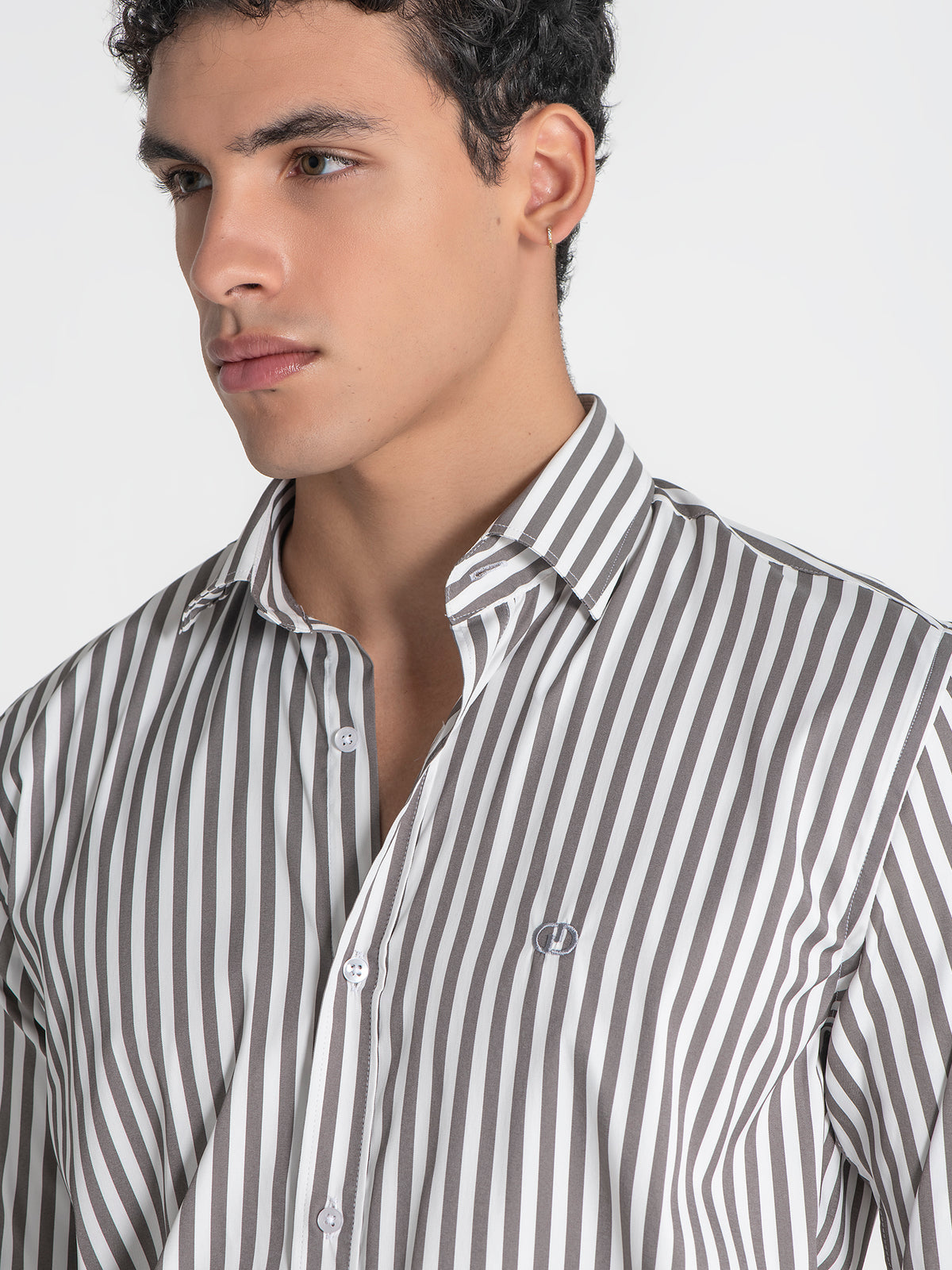 shirts / Taupe Striped Shirt