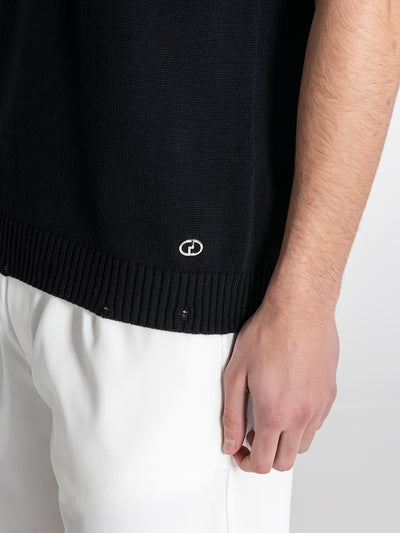 polos / Black Ripped Knit Polo