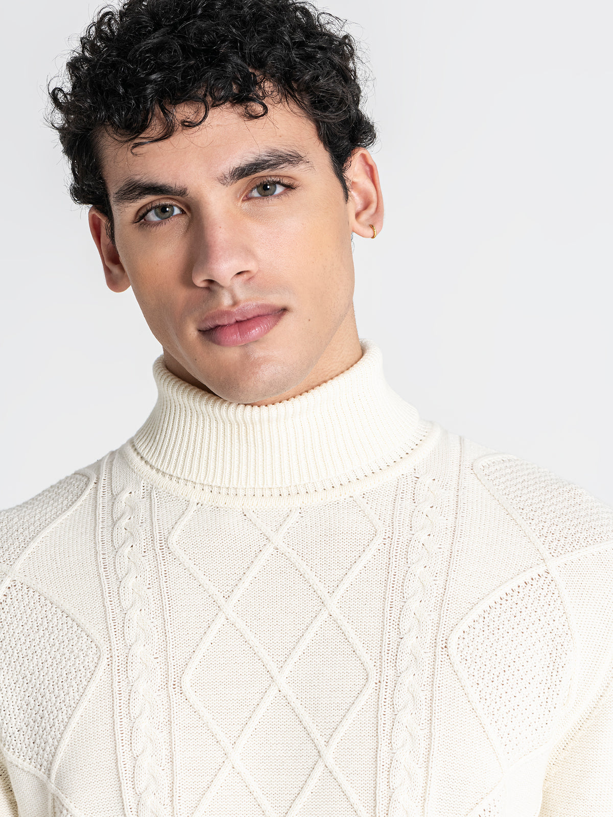 sweats / White Cable Knit Turtleneck