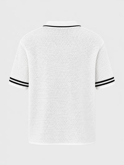 shirts / White Baseball Knit Shirt