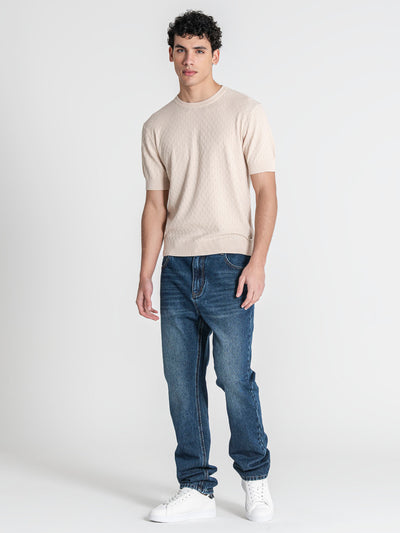 t-shirts / Beige Squared Knit Tee