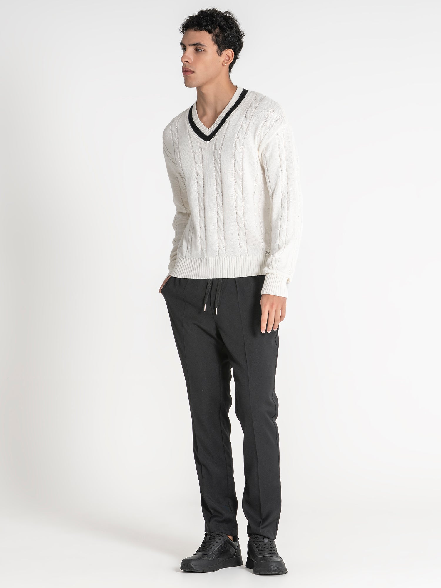 sweats / White Cable Sweater