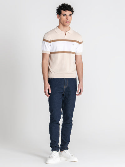 polos / Beige Block Knit Polo