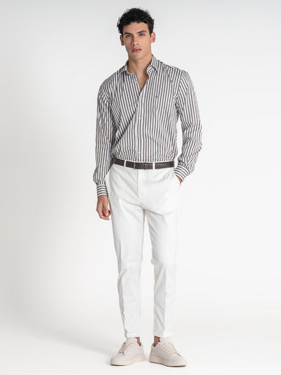 shirts / Taupe Striped Shirt