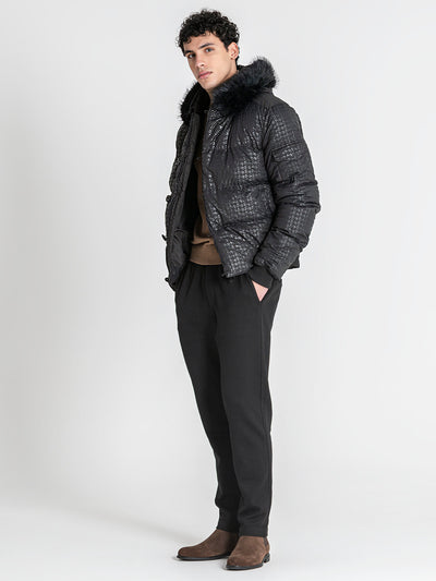 puffers / Black Smart Houndstooth Puffer Jacket