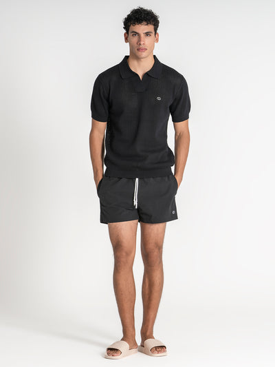 polos / Black Mesh Knit Polo