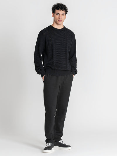 sweats / Black Cable Knit Sweater