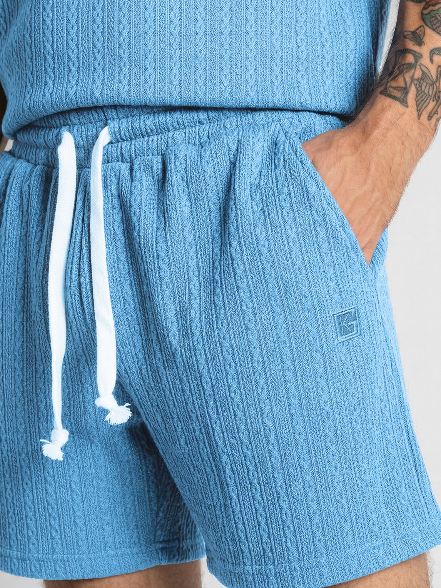 shorts / Light Blue Texture Shorts