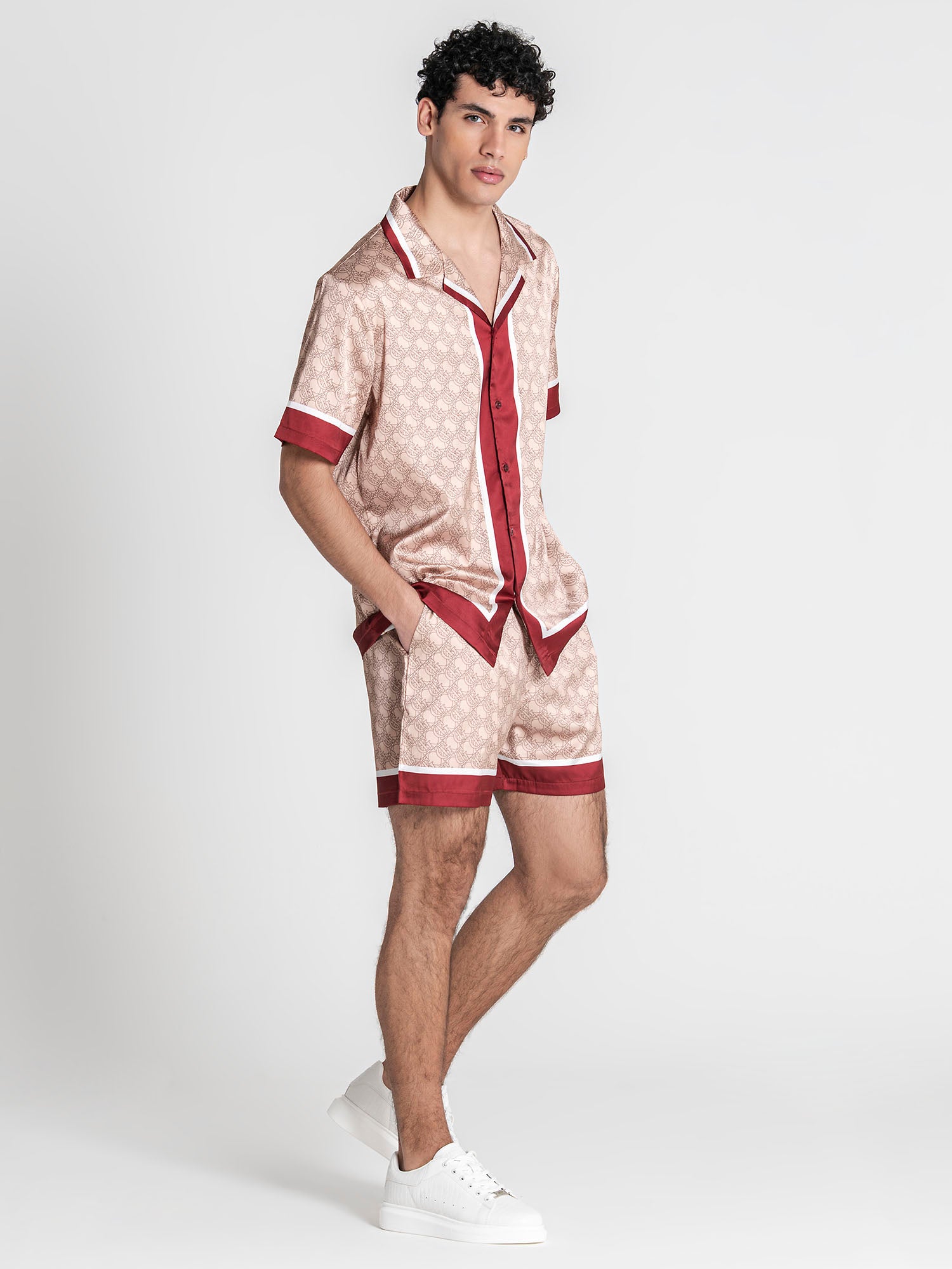 shirts / Beige Insignia Satin Shirt