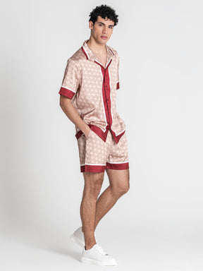 shirts / Beige Insignia Satin Shirt