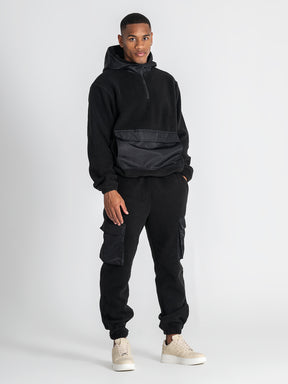hoodies / Black Cargo Sherpa Hoodie