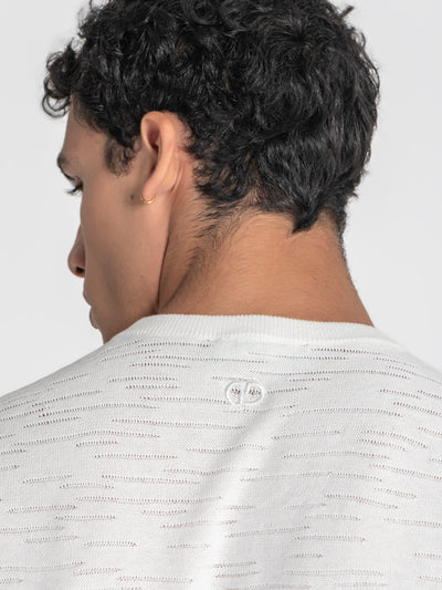 t-shirts / White Uneven Knit Tee