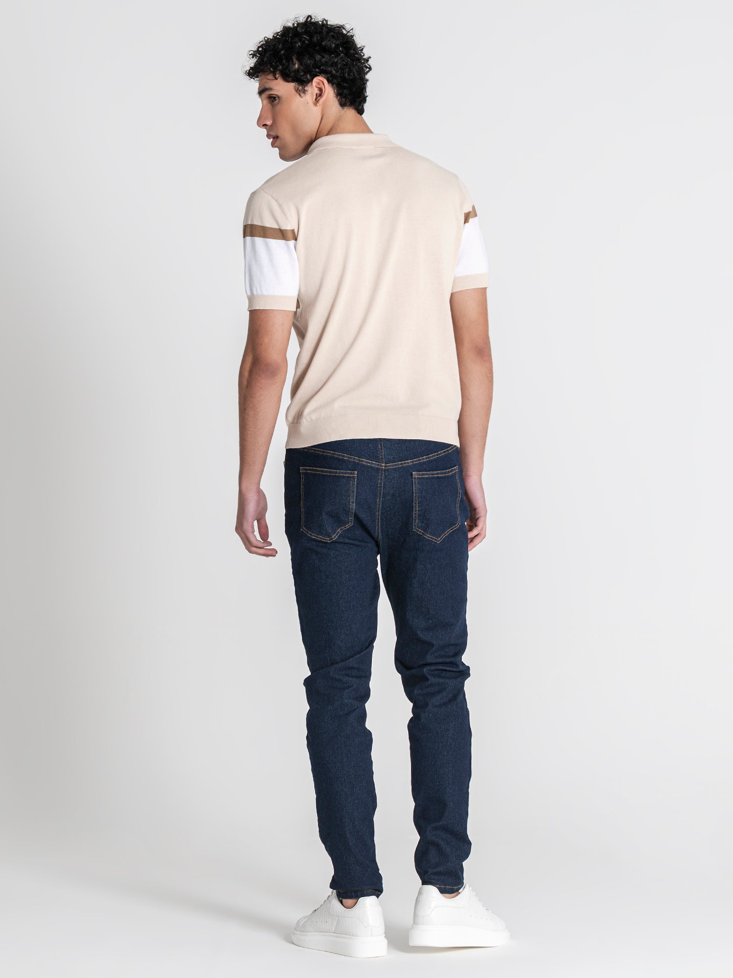 polos / Beige Block Knit Polo